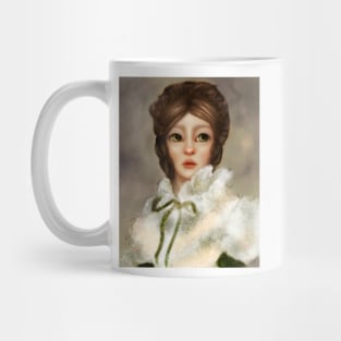 Beautiful Young Woman Regency Dress Floral Crown and Green Eyes Mug